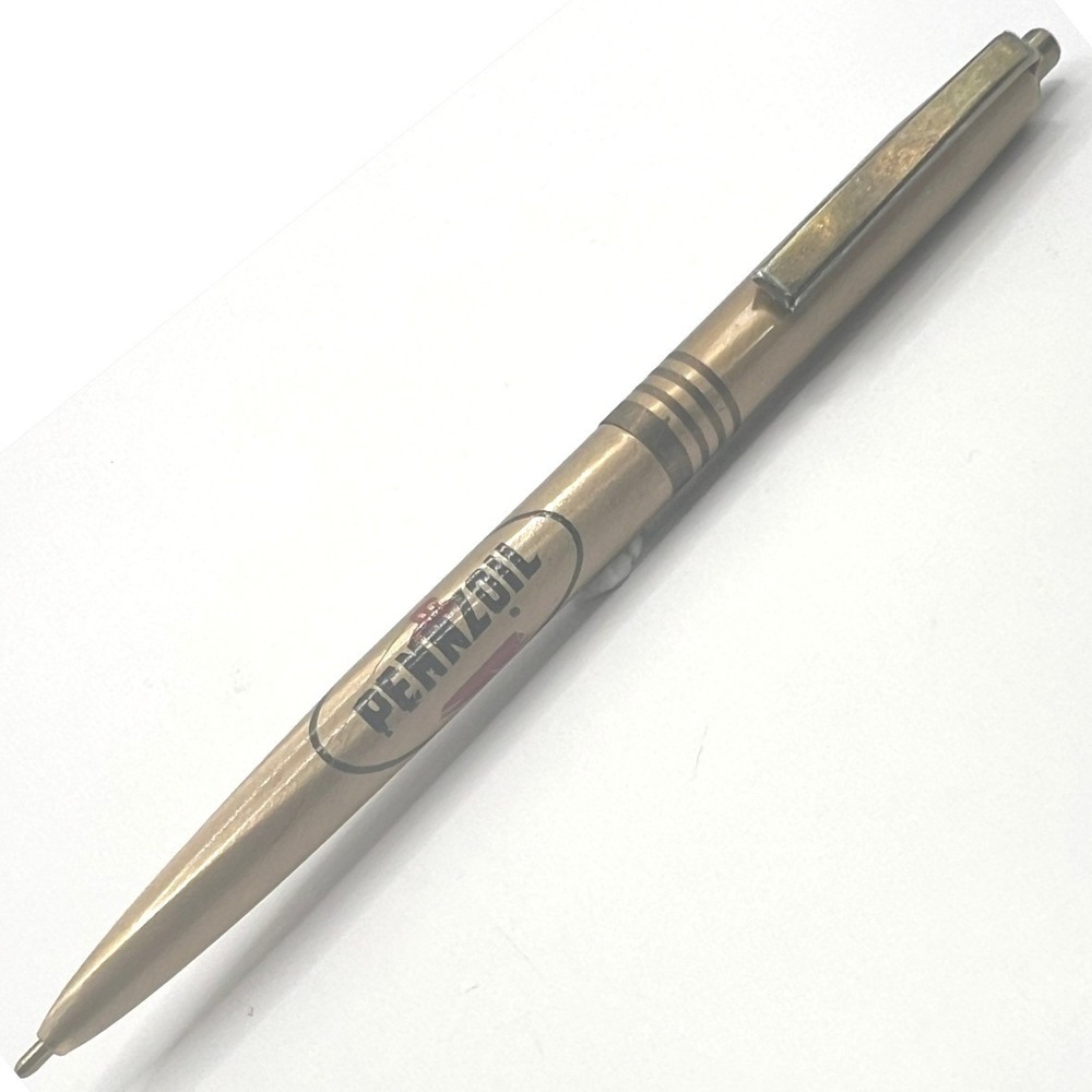 Vintage Pennzoil Ink Pen Petroliana Gold‎ Tone Writing Advertising